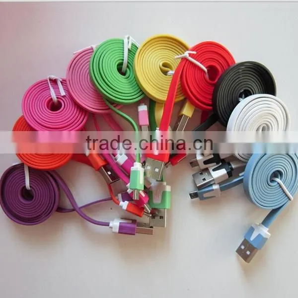 Factory supply Noodles V8 Micro usb Cable for Samsung HTC LG SONG