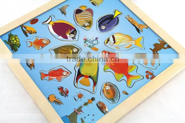 Wooden fishing game puzzle toys for kids