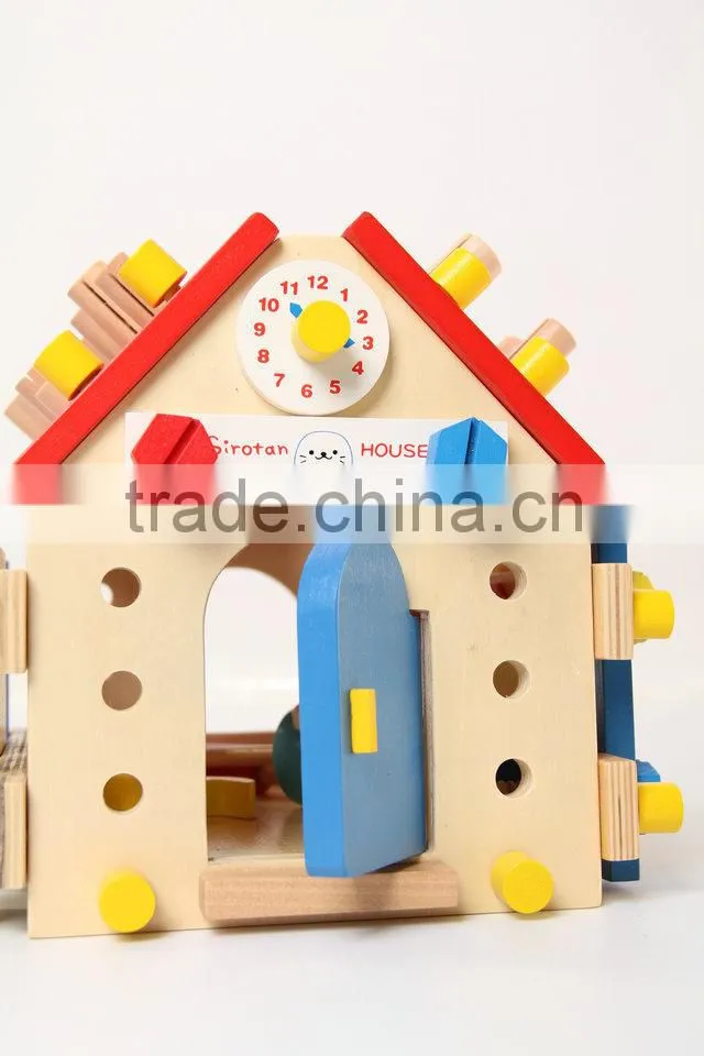 Children small toy wooden screw house
