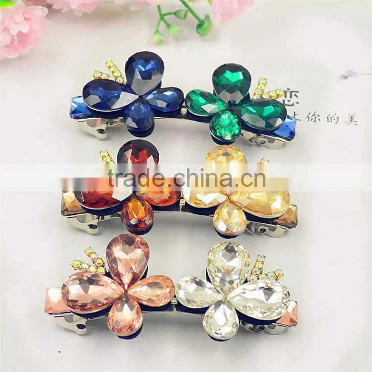 Women Girls Bridal Wedding Crystal Rhinestone Diamante Flower Hair Clip Apparel Accessories Headwear Hair Pin