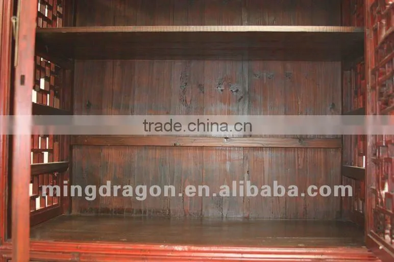 Chinese antique furniture pine wood shanxi red cabinet_boodshelf