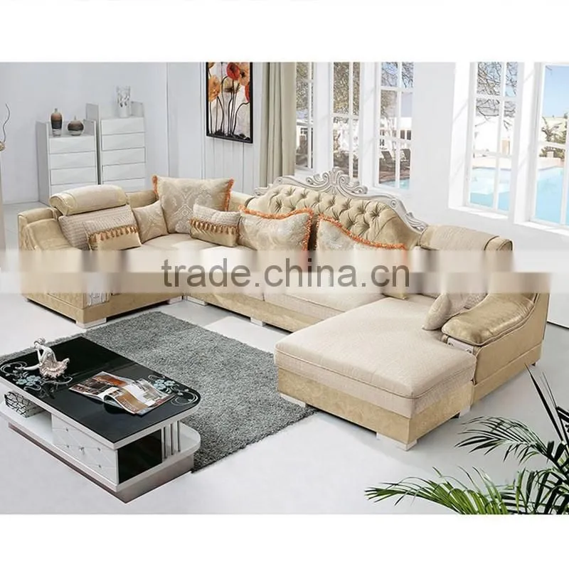 Simple Design Fabric Scatter Back Three Seat Sofa