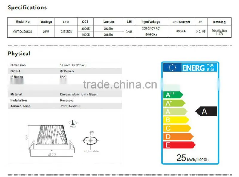 Super hotsell good quality nice price directional commercial LED downlight Ra90/Ra97