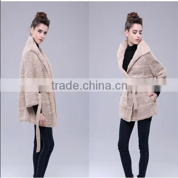 Turndown collar fashion wool handmade sweater design for girl