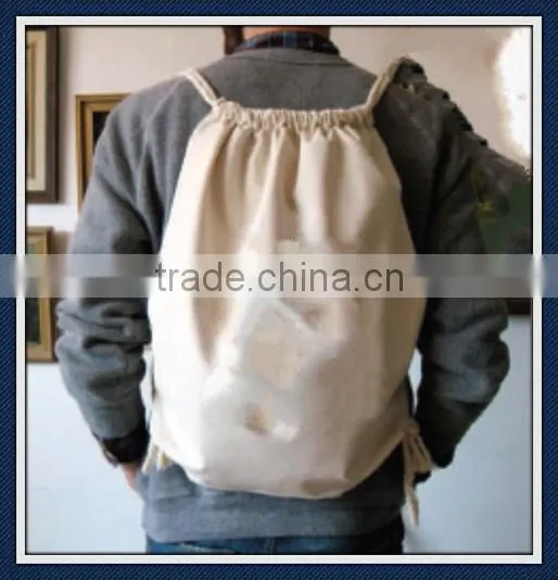 Cotton canvas promotional drawstring backpack bag