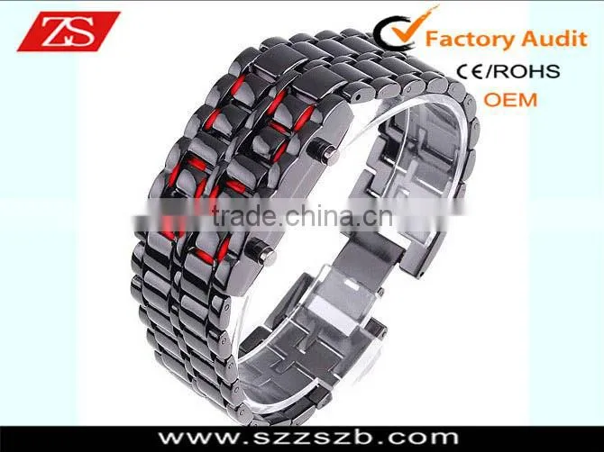 Silver Digital Lava Wrist Watch Metal Blue LED Metal Men's watches