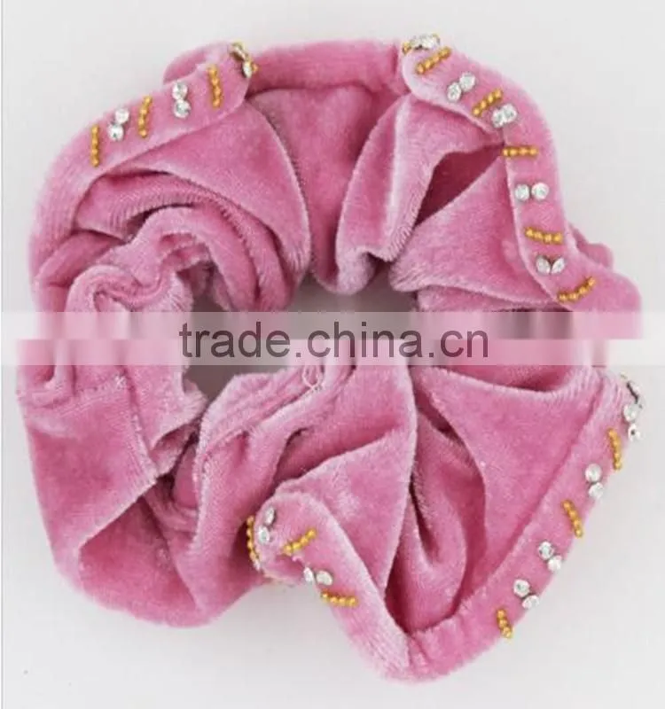 fancy Velvet rhinestone pink scrunchy Ponytail Holde wholesale fascinators