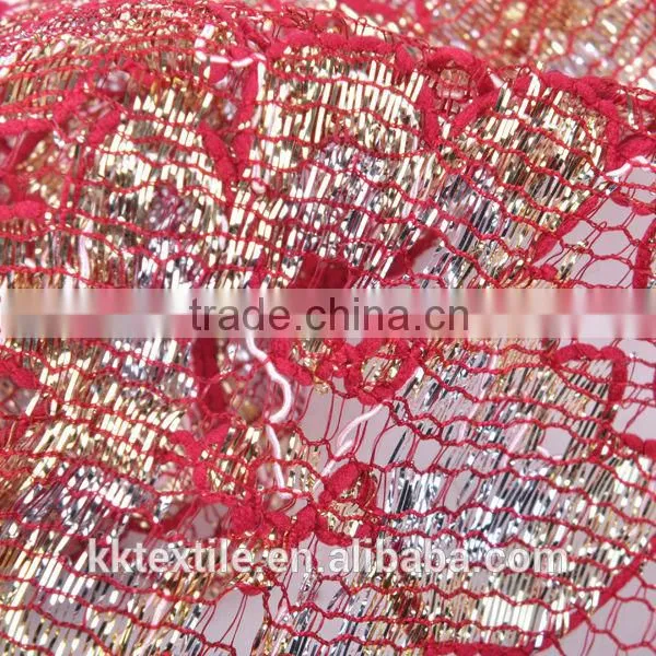 25% cotton 45% nylon 15%gold thread 15% silver thread high quality trimming lace #12112