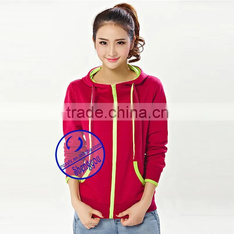 Custom blank plain zip gym hoodie for women