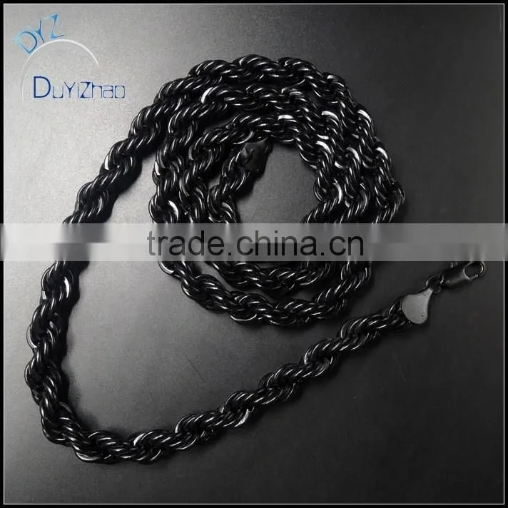 latest hip hop black rope chains, hip hop rope matel chain necklace