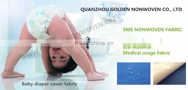 white and green color polypropylene nonwoven fabric/sms/smms non woven fabric for hospital bed sheet