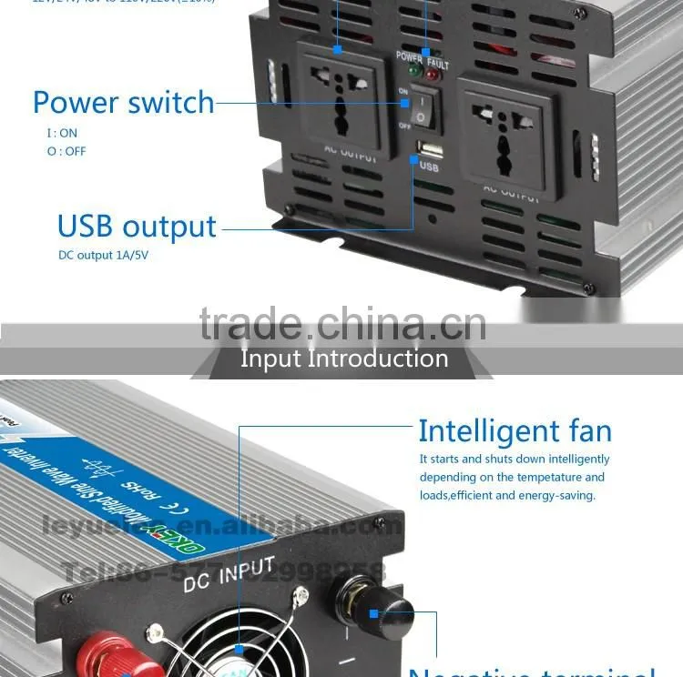 CE RoHS approved 3000w modified wave power inverer dc input 24v ac output 110v/220v with solar panel