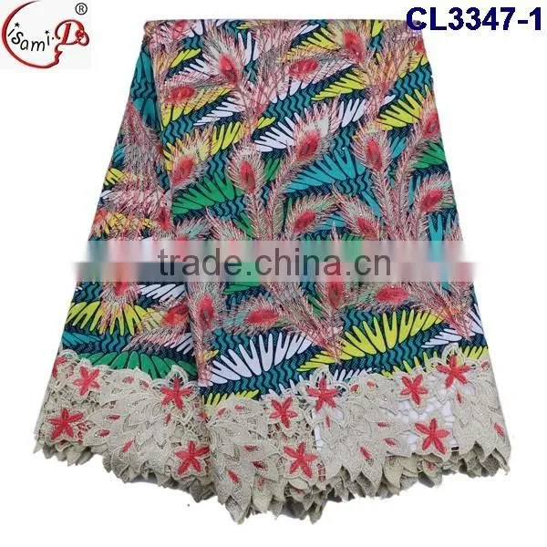 CL3347 New design popular wax lace fabric,wholesale price multi color wax lace for sale