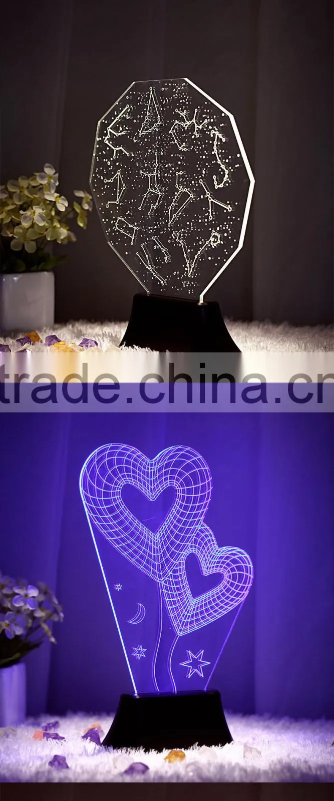 telesthesia acrylic + 3d optical illusions led rectangle lighted display base multi color changing night light lamp