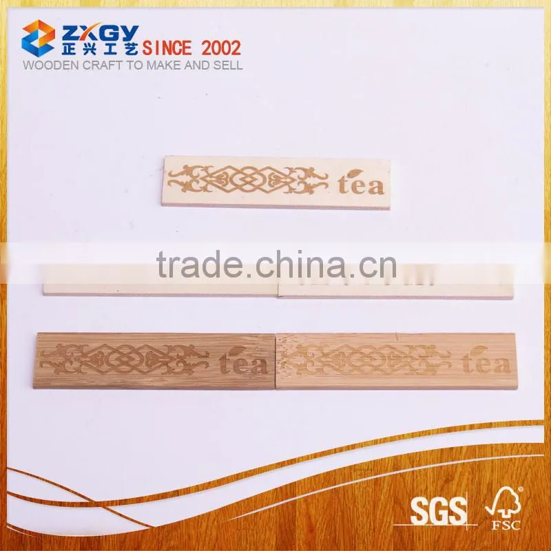 Pine wood tag with flower lasering