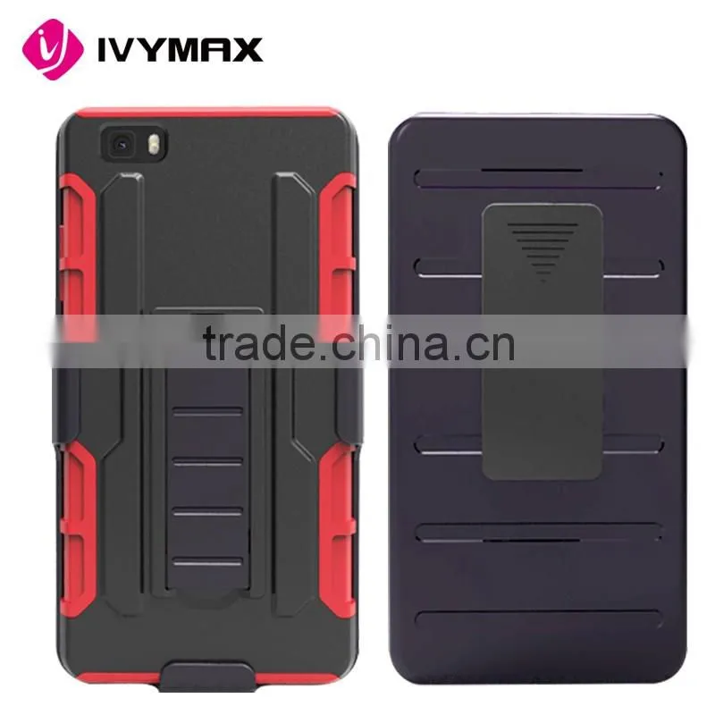 IVYMAX new kickstand heavy duty belt clip robot combo case for HUAWEI P8 LITE