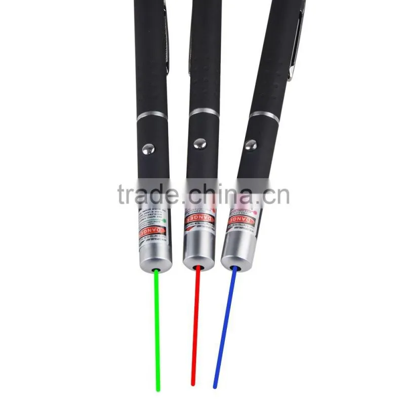 Blue Red Green LED Flashlight Torch Light With Laser Pointer