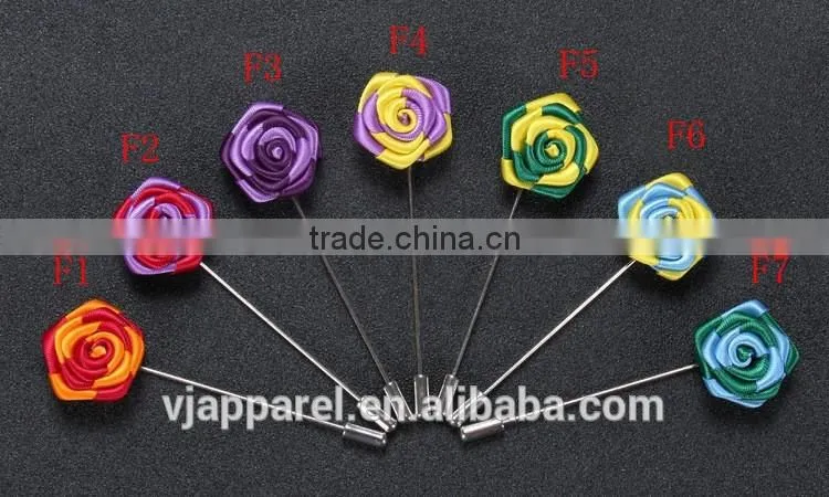 Men Rose Flower Lapel Stick Handmade Boutonniere Pin for Suit