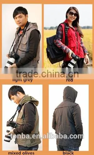 Customized Waterproof Nylon Potography Vest and Camera Vest Jacket-Red