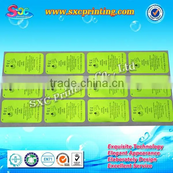 Custom printing green color 3m glossy silver sticker paper
