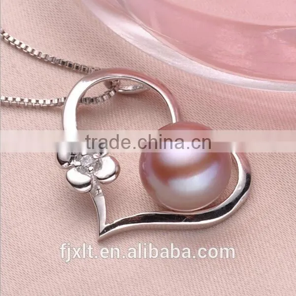 10-11mm silver plated platinum AAAA grade pearl clover pendant necklace