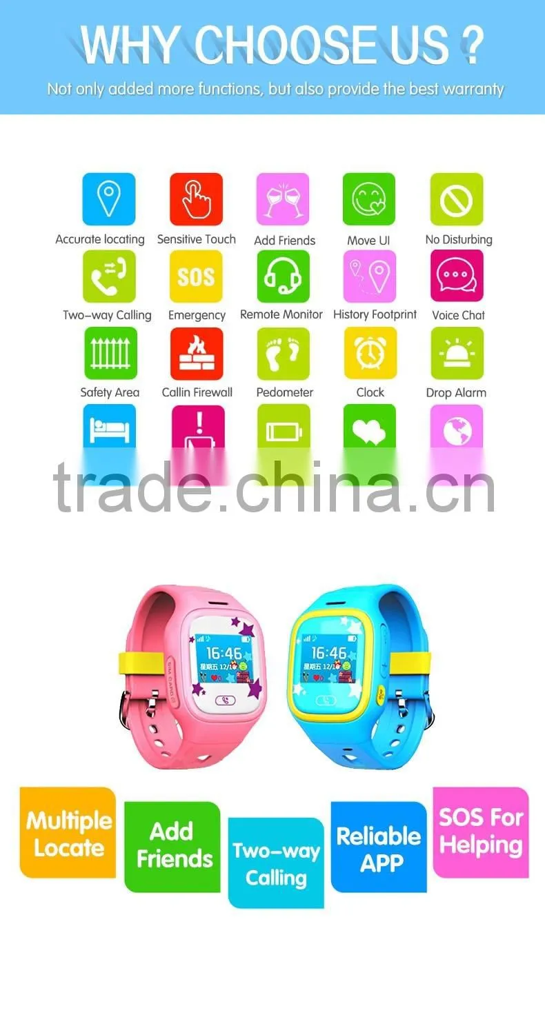 Anti-lost smart watch GPS tracker SOS security alarm monitor for kids baby pets