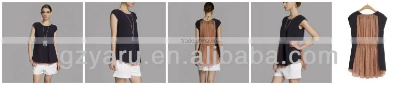 Gray v-neck double-breasted cultivate one's morality short sleeve blouse