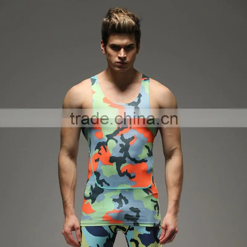 High quality running tank top, men compression tank top