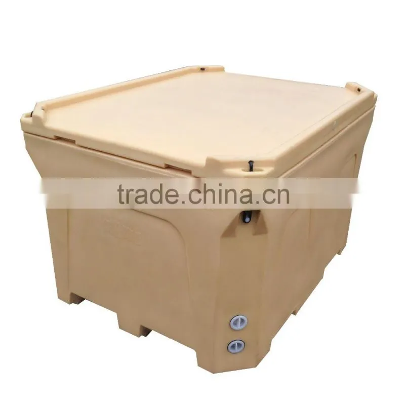 600L Rotational molding cooler,rotomolded fish box cooler box