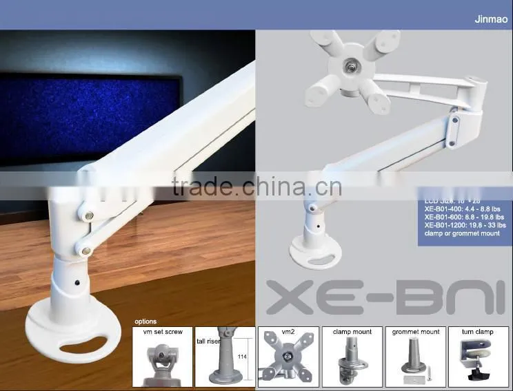 adjustable gas spring lcd monitor arm can be stopped in any angle folding lcd monitor stand arm