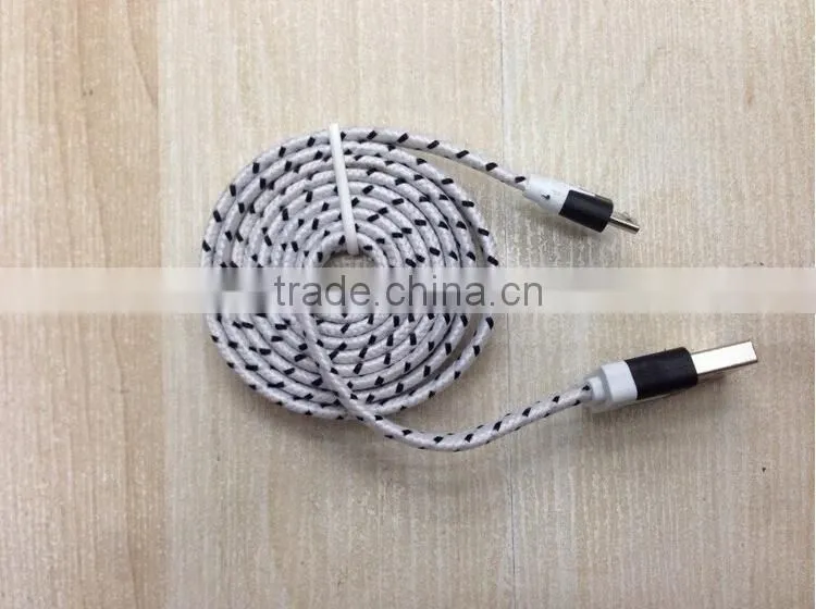Colorful Braided Woven Fabric 6 feet Flat Rope Micro USB Cable for HTC, Samsung, Motorola, LG, Nokia, Sony Erricsson. etc.