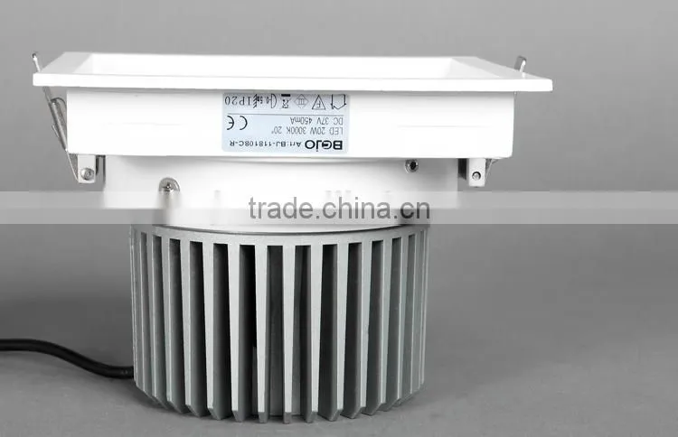 Square white 20w cob led downlight with aluminum heat sink