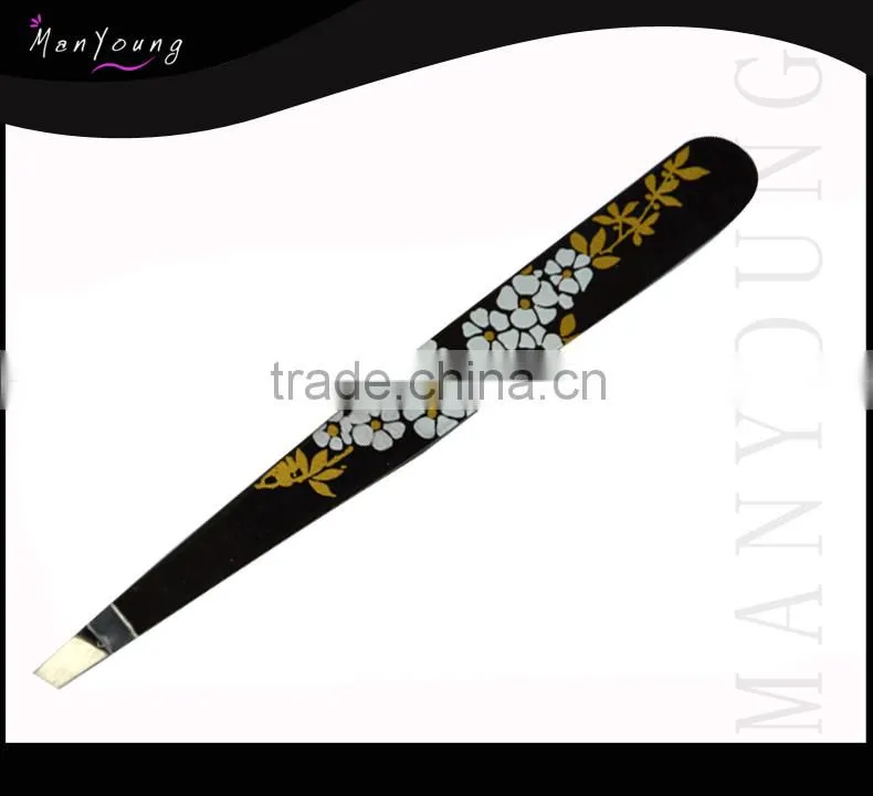 staniless steel tweezer with black color/black coat tweezer