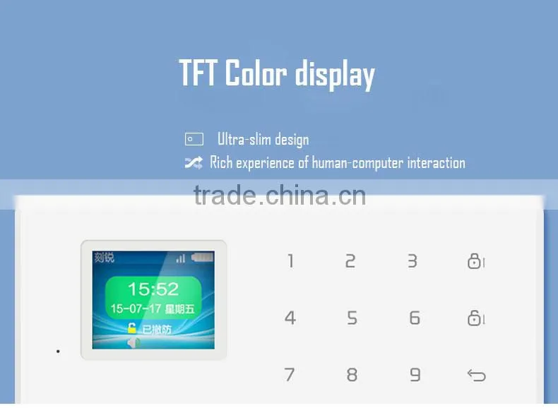 Wireless Touch RFID Color display wireless smart gsm alarm system with Android and IOS App G18