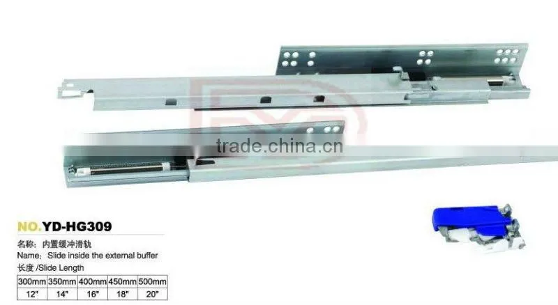 Full extension self closing silent drawer slide