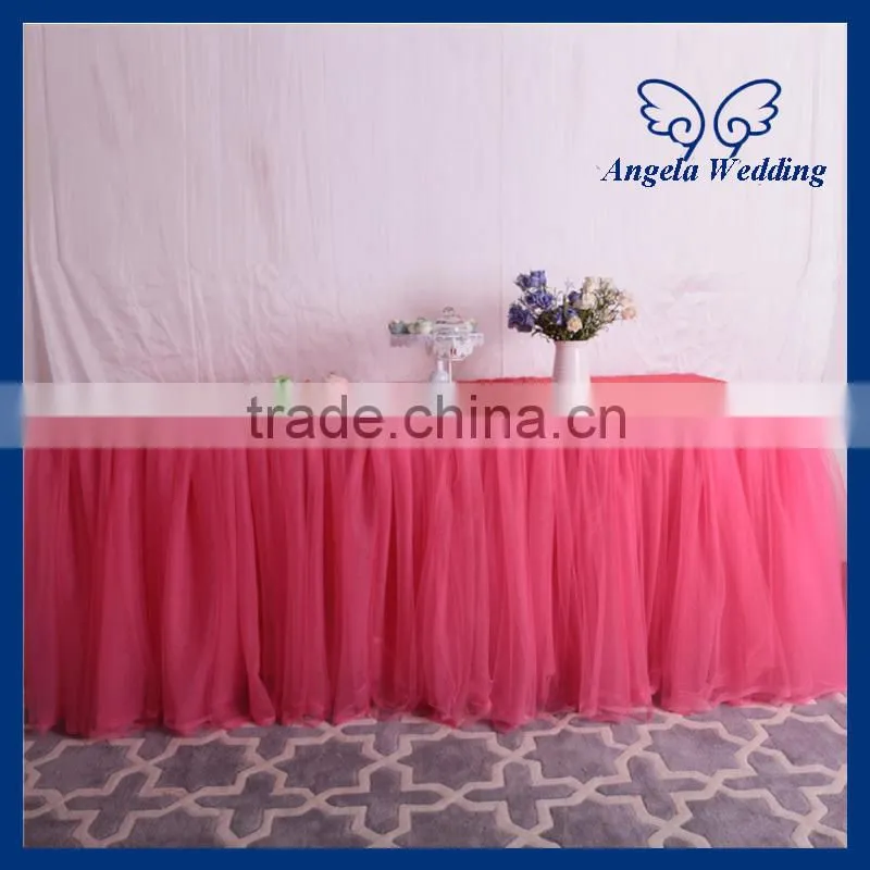 SK005K New Wedding hot pink puffy tulle table skirt