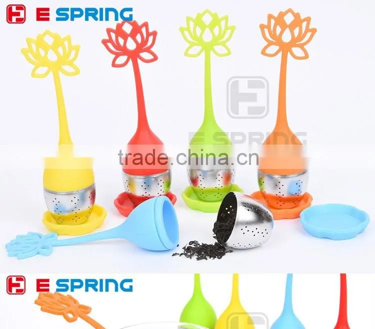 HQ Silicone & Stainless Steel Lotus Design Flower Infuser Tea Strainer