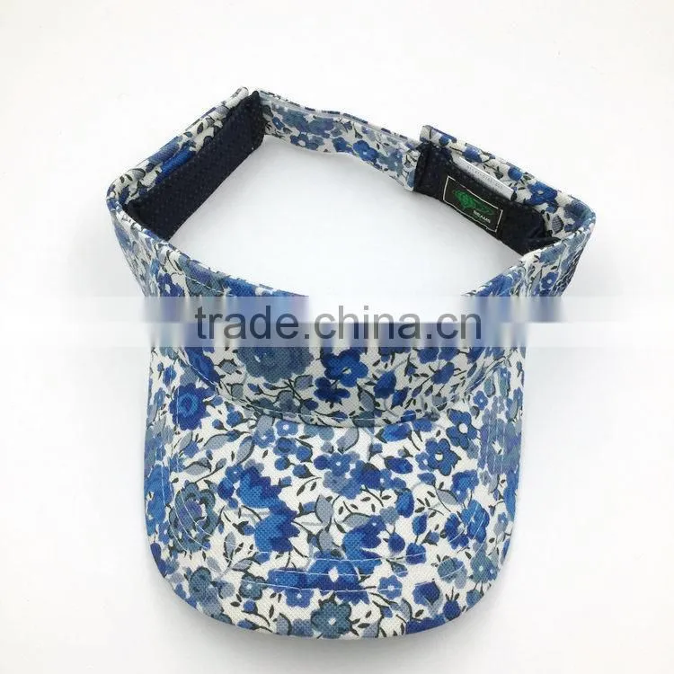 Wholesale high quality lady all over print sun visor cap