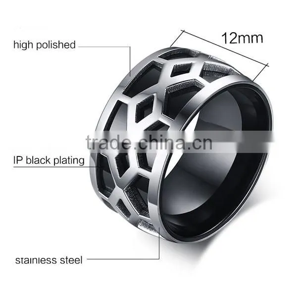 2016 New Design Fashion Black Stainless Steel Men ring