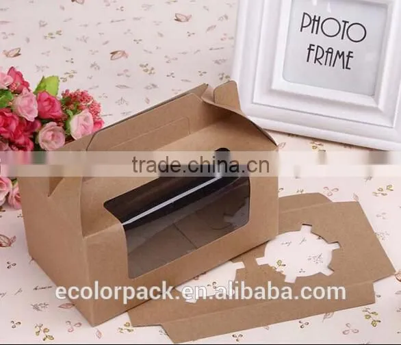 Food grade 12 pcs kraft paper cake box with inner tray