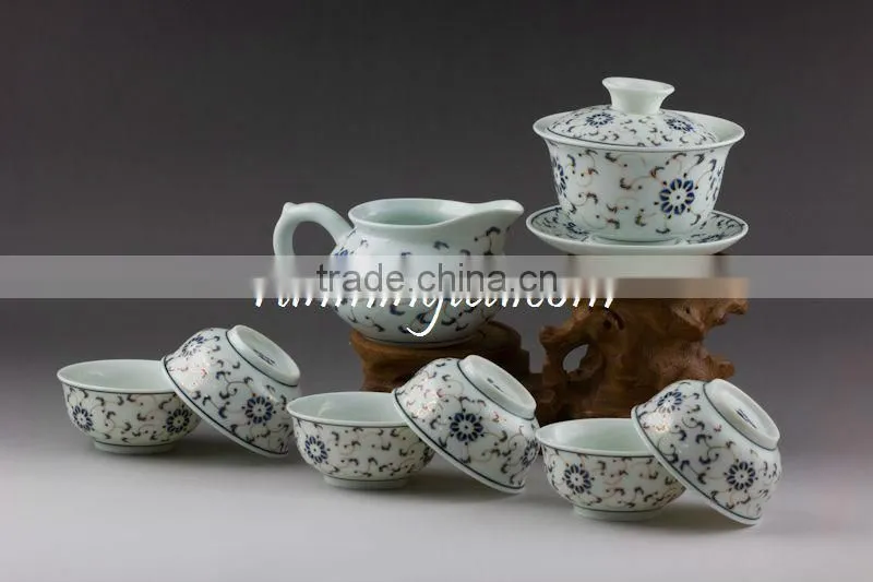 Porcelain WholesaleTeaware Set Including( 1 Gaiwan, 1 Pitcher, 6 Cups)