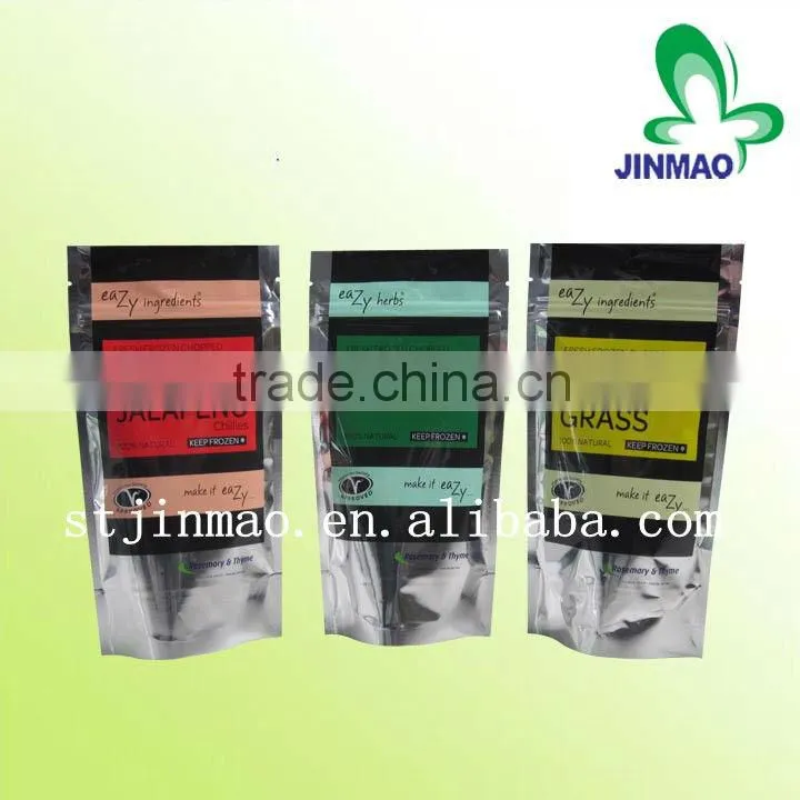 Aluminum foil stand up plastic zipper pouches