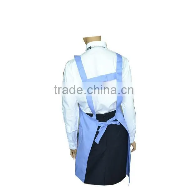 Flocking Print Two Pockets Pattern for cross back korean style Aprons Design