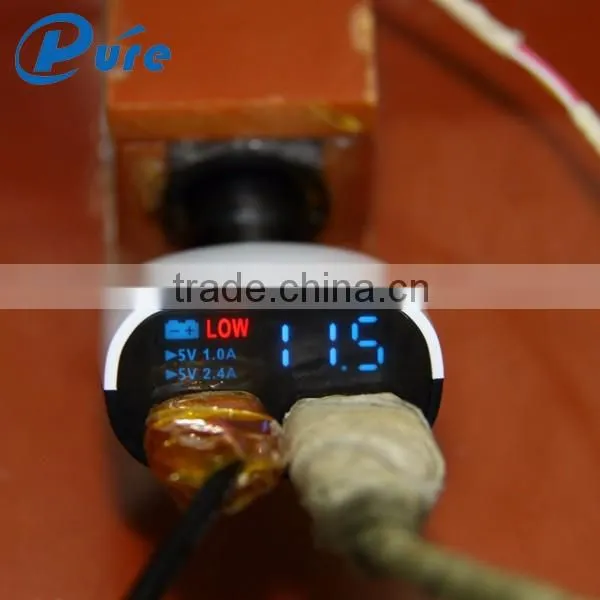 Wholesale Fashional 3.4A/4.8A 2 Port USB Rapid Charge LED Car Charger Display Out Input Voltage and Car's Battery Travel Charger