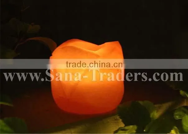 Natural Himalayan Crystal Rock Salt Designed Rose Shape Tea Light/ Candle Holder