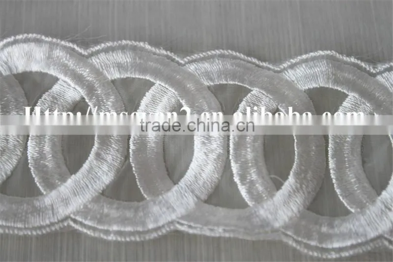 good sale circle pattern silk white polyester embroidery lace for clothing