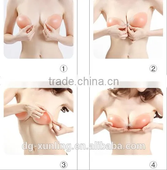 2016 Lady's Sexy Stealth Silicone Adhesive Stick On Gel Push Up Invisible Strapless Backless Bra Cup A B C D E Silicone bra
