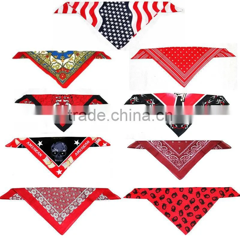 Hot 100% Cotton 22x22" Double Sided Printing Head Wrap Scarf Wristband Bandanas
