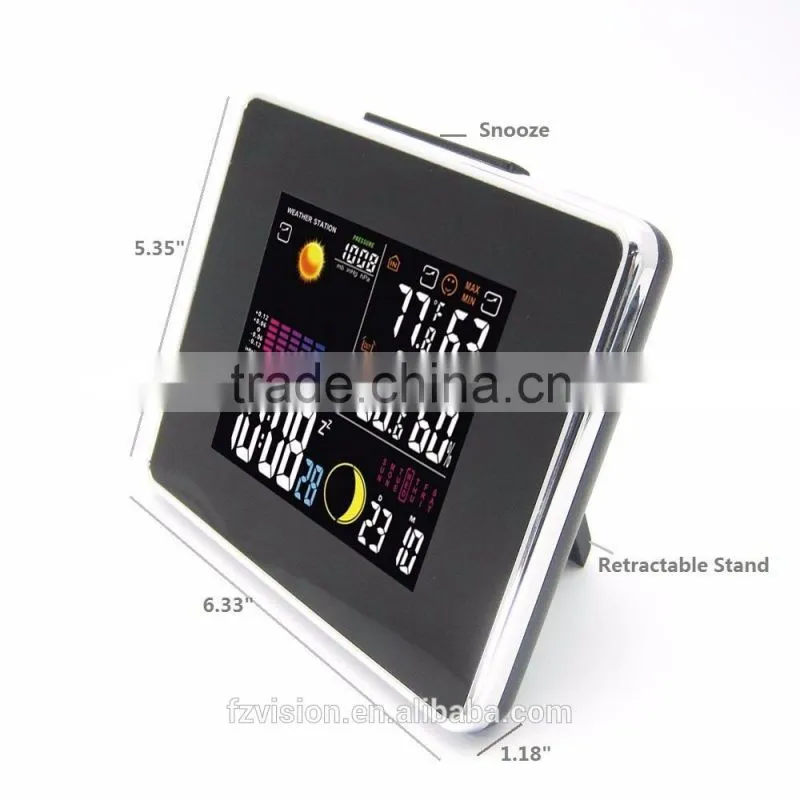Wireless RCC Weather Station with Hygro-thermometer/ Black Wifi Weather Station clock with 2 Sensors by radio controlled clock