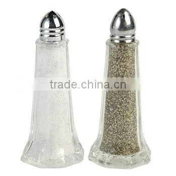 clean glass salt pepper shaker set for dinner
